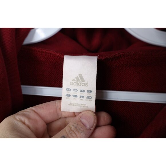 Vintage Y2K Adidas Mens 2XL Distressed Spell Out Center Logo Hoodie Sweatshirt - Picture 8 of 16
